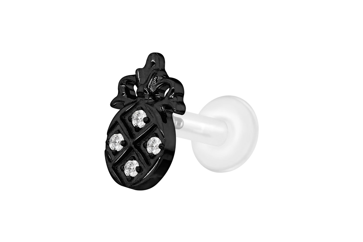 PTFE Labret Piercing mit Innengewinde + Titan-Aufsatz KRISTALLANANAS